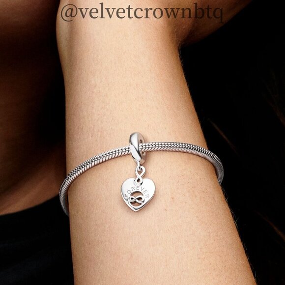 Pandora Friends Forever Heart Dangle Charm - Picture 5 of 6